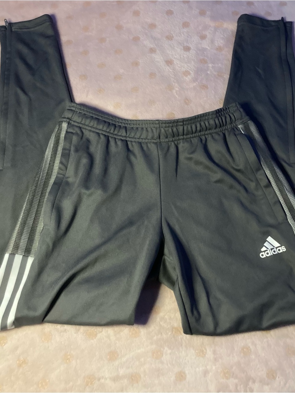 adidas Grey Tiro 21 Track Pants with White Three-Stripes
